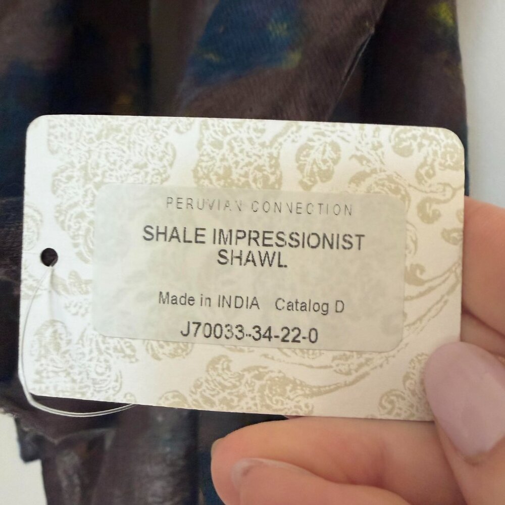 Peruvian Connection Shale Impressionist Shawl Sca… - image 3